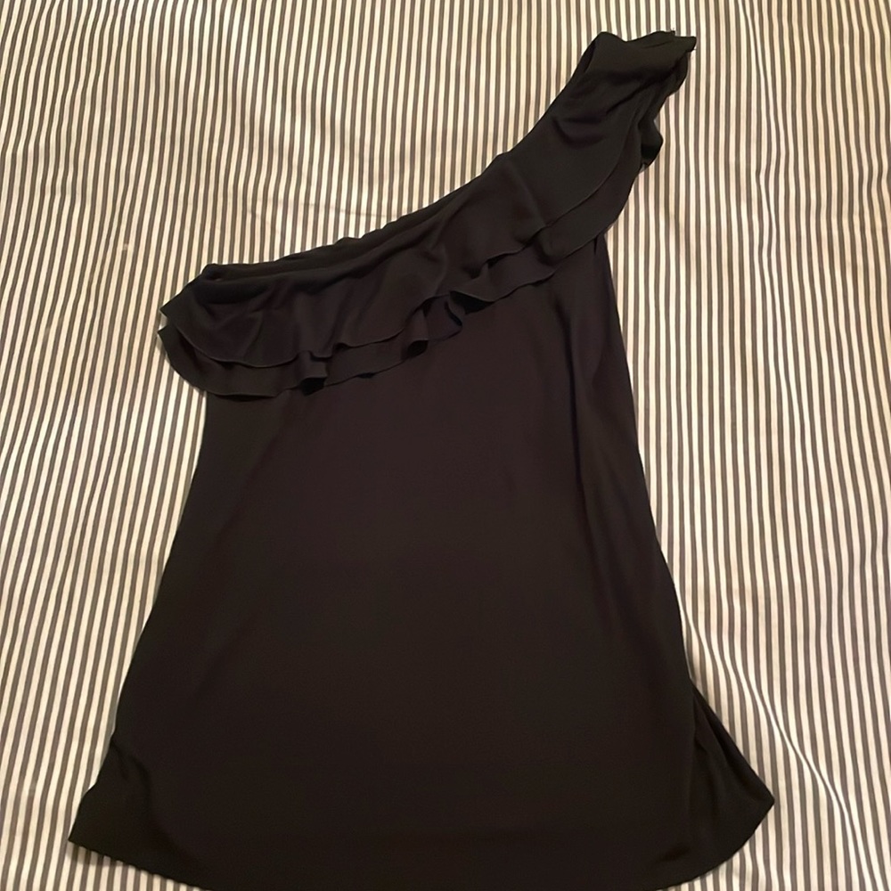 One shoulder black tank top